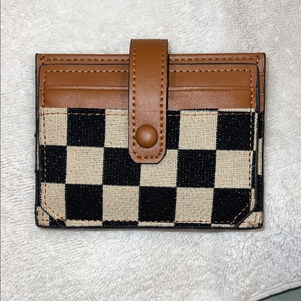 Checkered Brown and Black Card Holder